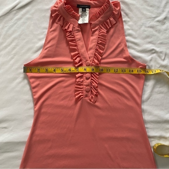 Rampage Tank Pull Over V-Neck w/ Ruffled Collar Tank Ruffled Front Pirate Size M - Picture 7 of 7